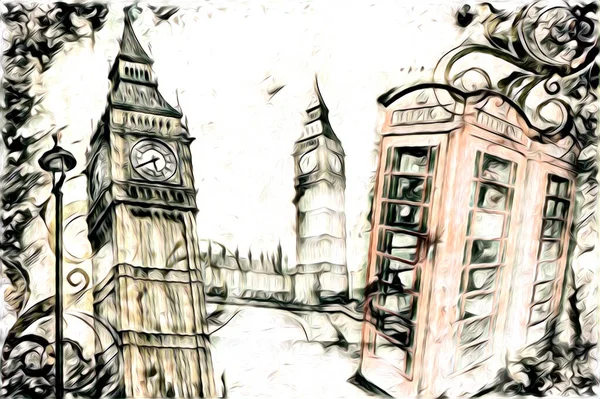 Londra sanat tasarımı çizimi çizimi eğlenceli tasarım antika retro