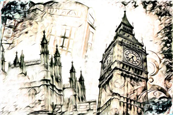 Londra sanat tasarımı çizimi çizimi eğlenceli tasarım antika retro