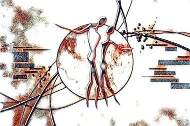 Afrikalı etnik retro vintage çizim çizimi