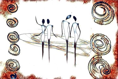 Afrikalı etnik retro vintage çizim çizimi