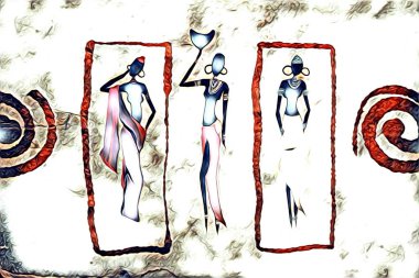 Afrikalı etnik retro vintage çizim çizimi