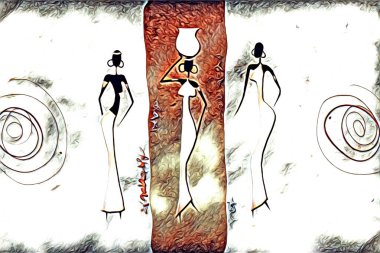 Afrikalı etnik retro vintage çizim çizimi