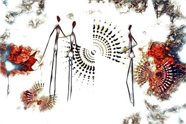 Afrikalı etnik retro vintage çizim çizimi