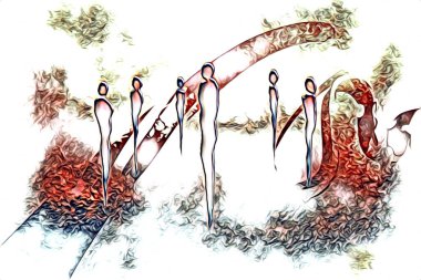 Afrikalı etnik retro vintage çizim çizimi