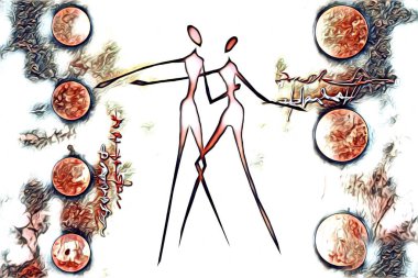 Afrikalı etnik retro vintage çizim çizimi