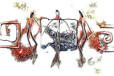 Afrikalı etnik retro vintage çizim çizimi