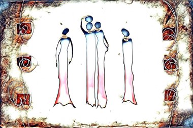 Afrikalı etnik retro vintage çizim çizimi