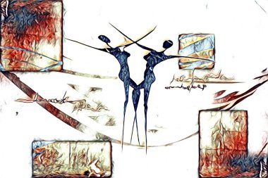 Afrikalı etnik retro vintage çizim çizimi