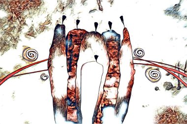 Afrikalı etnik retro vintage çizim çizimi