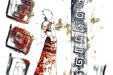 Afrikalı etnik retro vintage çizim çizimi