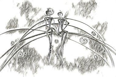 Afrikalı etnik retro vintage çizim çizimi