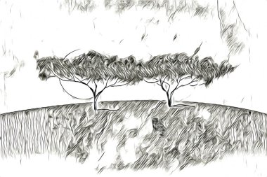 Afrikalı etnik retro vintage çizim çizimi