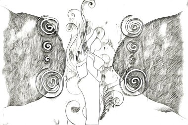 Afrikalı etnik retro vintage çizim çizimi