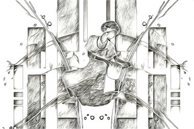 Afrikalı etnik retro vintage çizim çizimi