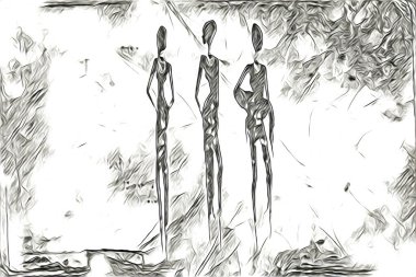 Afrikalı etnik retro vintage çizim çizimi