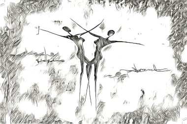 Afrikalı etnik retro vintage çizim çizimi