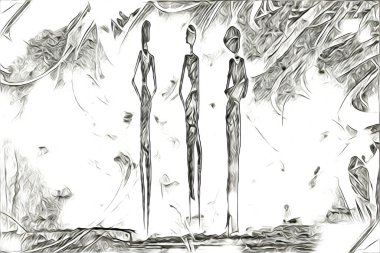 Afrikalı etnik retro vintage çizim çizimi