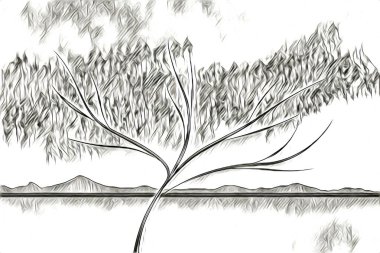 Afrikalı etnik retro vintage çizim çizimi