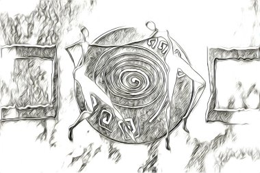 Afrikalı etnik retro vintage çizim çizimi