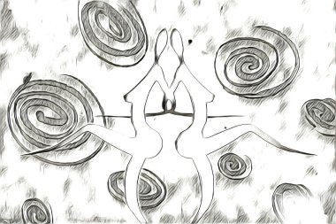 Afrikalı etnik retro vintage çizim çizimi