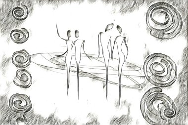 Afrikalı etnik retro vintage çizim çizimi