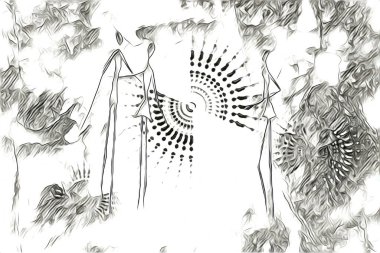 Afrikalı etnik retro vintage çizim çizimi