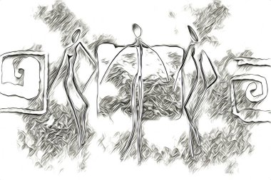 Afrikalı etnik retro vintage çizim çizimi