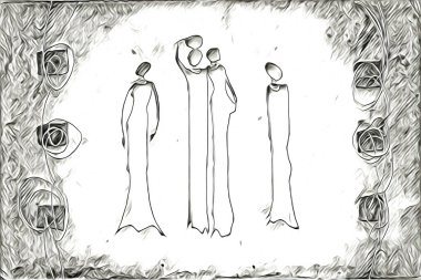 Afrikalı etnik retro vintage çizim çizimi