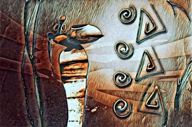 Afrikalı etnik retro vintage çizim çizimi