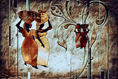 Afrikalı etnik retro vintage çizim çizimi