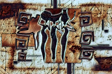 Afrikalı etnik retro vintage çizim çizimi