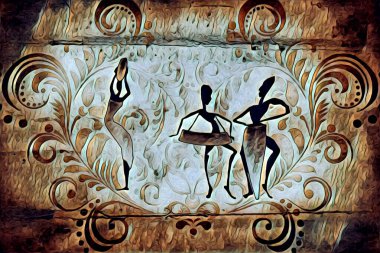 Afrikalı etnik retro vintage çizim çizimi