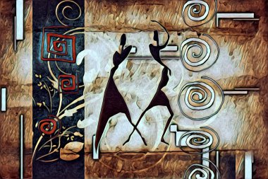 Afrikalı etnik retro vintage çizim çizimi