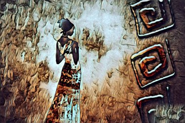 Afrikalı etnik retro vintage çizim çizimi