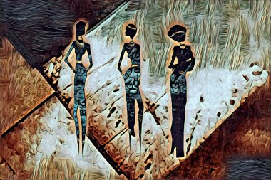 Afrikalı etnik retro vintage çizim çizimi