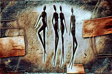 Afrikalı etnik retro vintage çizim çizimi