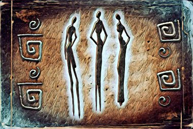 Afrikalı etnik retro vintage çizim çizimi