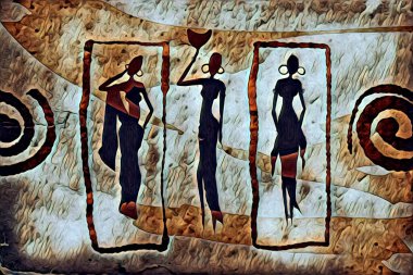 Afrikalı etnik retro vintage çizim çizimi