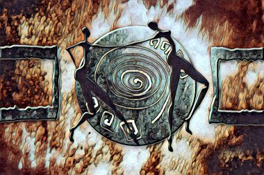 Afrikalı etnik retro vintage çizim çizimi