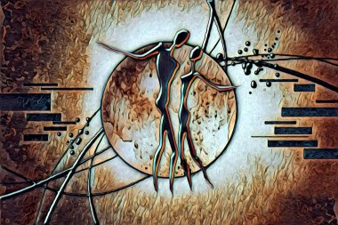 Afrikalı etnik retro vintage çizim çizimi