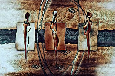 Afrikalı etnik retro vintage çizim çizimi