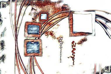 soyut renk tasarımı resim çizimi eskiz retro vintage