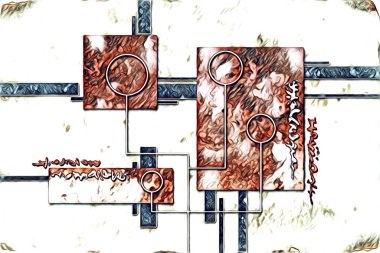 soyut renk tasarımı resim çizimi eskiz retro vintage