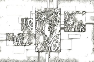 soyut renk tasarımı resim çizimi eskiz retro vintage