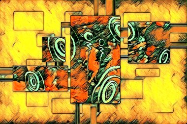 soyut renk tasarımı resim çizimi eskiz retro vintage