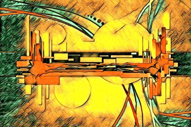 soyut renk tasarımı resim çizimi eskiz retro vintage