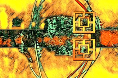 soyut renk tasarımı resim çizimi eskiz retro vintage