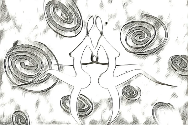 Afrikalı etnik retro vintage çizim çizimi