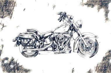 Motosiklet görüntüleme rengi izole edilmiş sanat