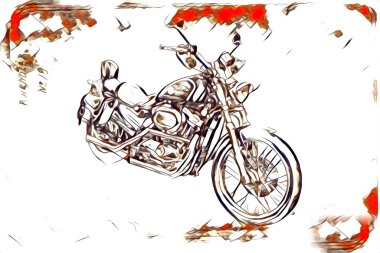 Motosiklet görüntüleme rengi izole edilmiş sanat